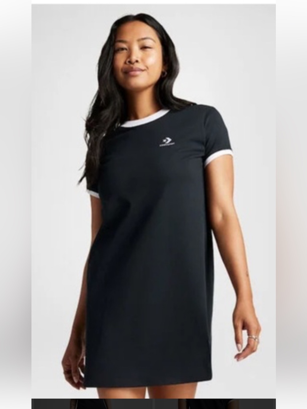 Converse Black Short Sleeve T-shirt Dress with White Trim